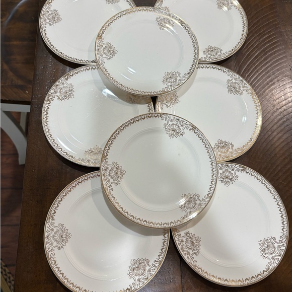 Symphony Salem Other - Salem 23 K Gold White Porcelain Bread and Butter Plates with Scroll Rim (8)